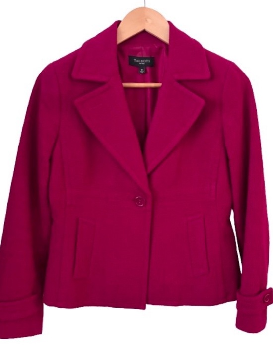 Talbots Jackets & Blazers - Talbots fuchsia cotton tweed lined 1 button blazer SZ 8P old money office